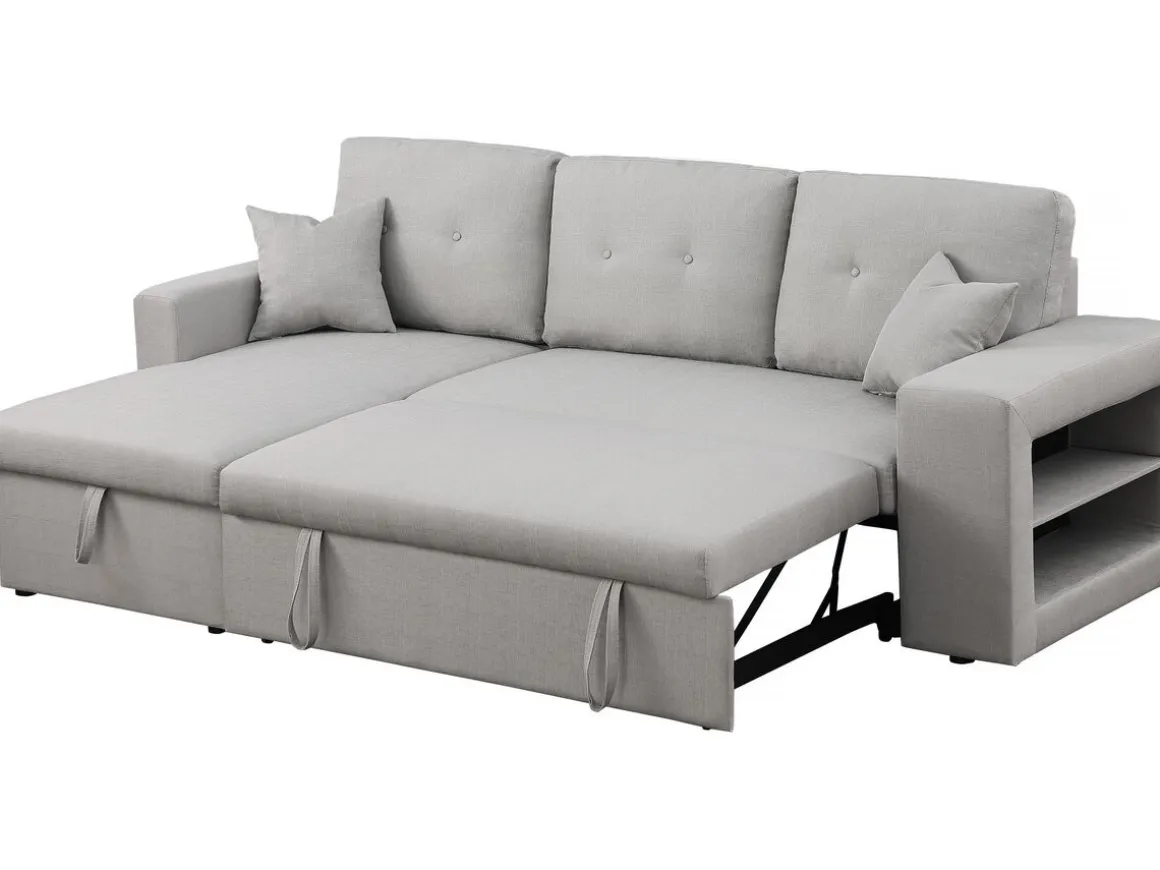 Canapé d'angle convertible/réversible "Axel" - 3 places - Gris clair