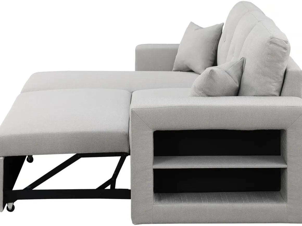 Canapé d'angle convertible/réversible "Axel" - 3 places - Gris clair