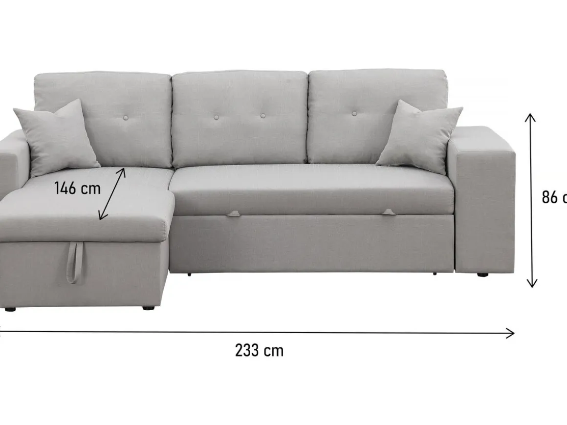 Canapé d'angle convertible/réversible "Axel" - 3 places - Gris clair