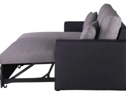 Canapé d'angle convertible/ réversible avec coffre "Alain" - 3 places - Gris / Noir