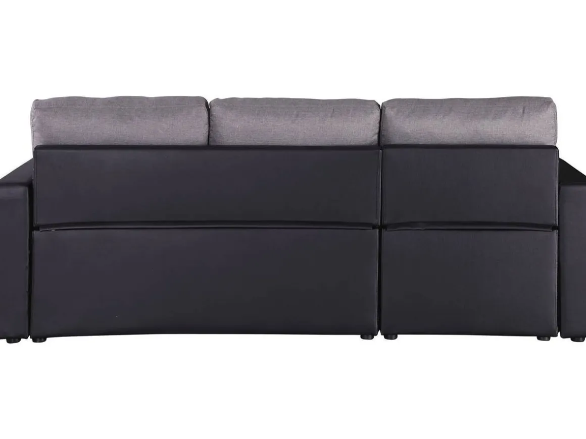 Canapé d'angle convertible/ réversible avec coffre "Alain" - 3 places - Gris / Noir