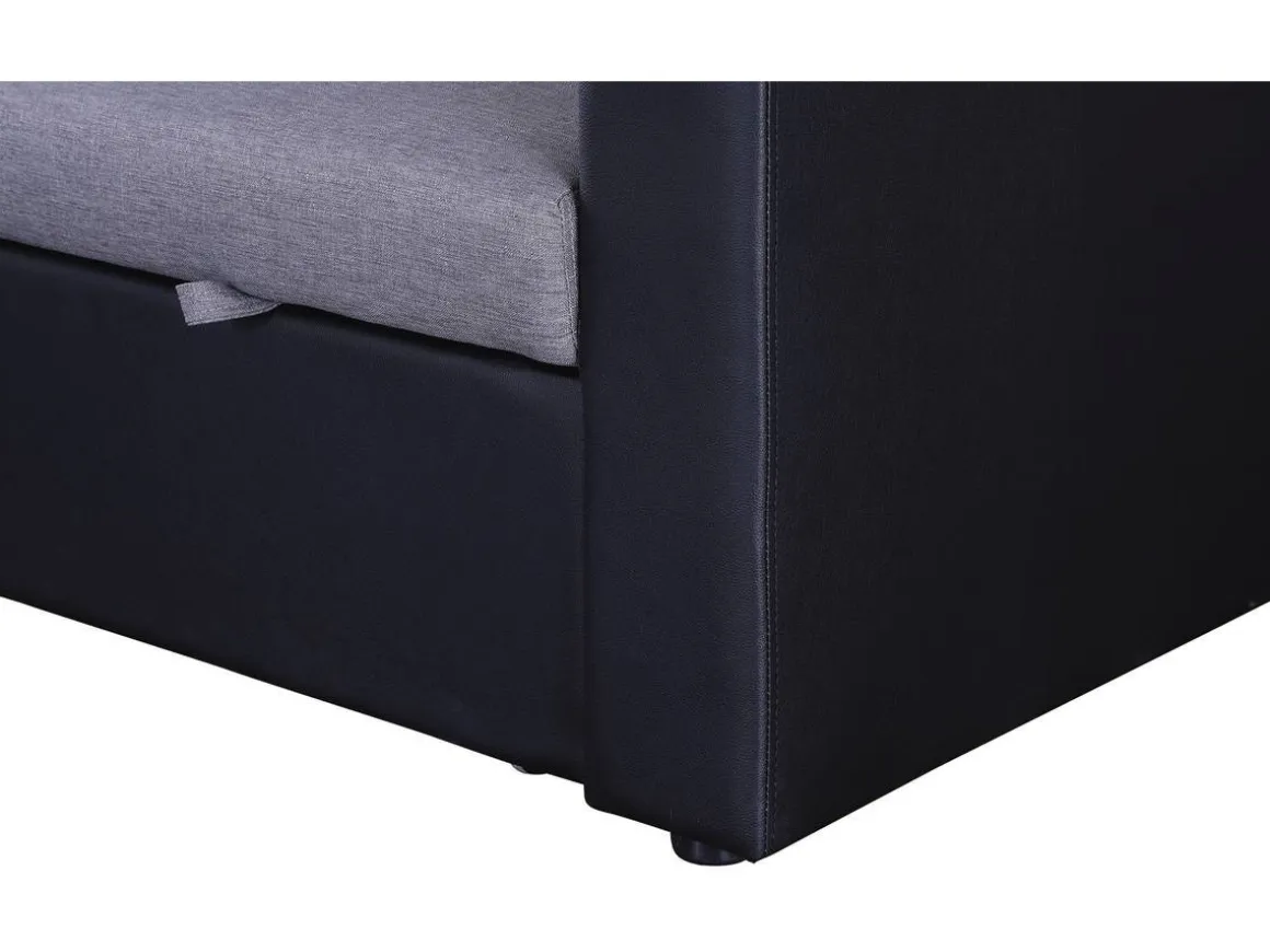 Canapé d'angle convertible/ réversible avec coffre "Alain" - 3 places - Gris / Noir