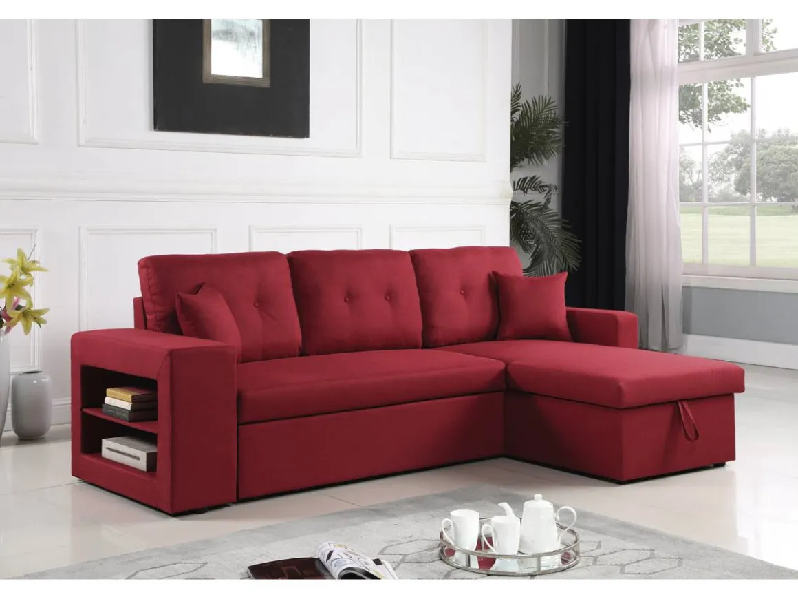 Canapé d'angle convertible/réversible "Axel" - 3 places - Rouge