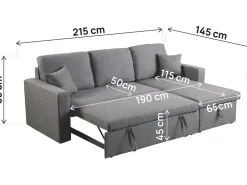 Canapé d'angle convertible/ réversible avec coffre