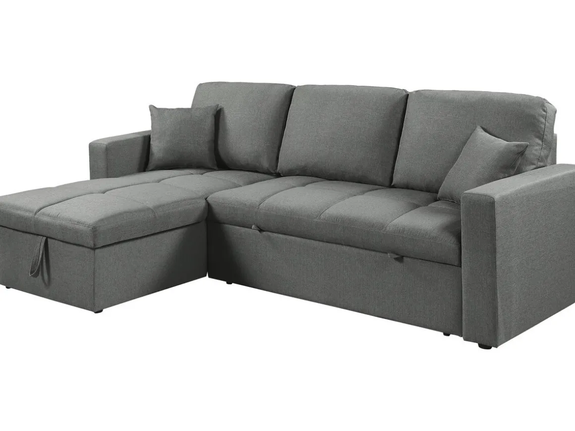 Canapé d'angle convertible/réversible style bubble "Alain" - 3 places - Gris