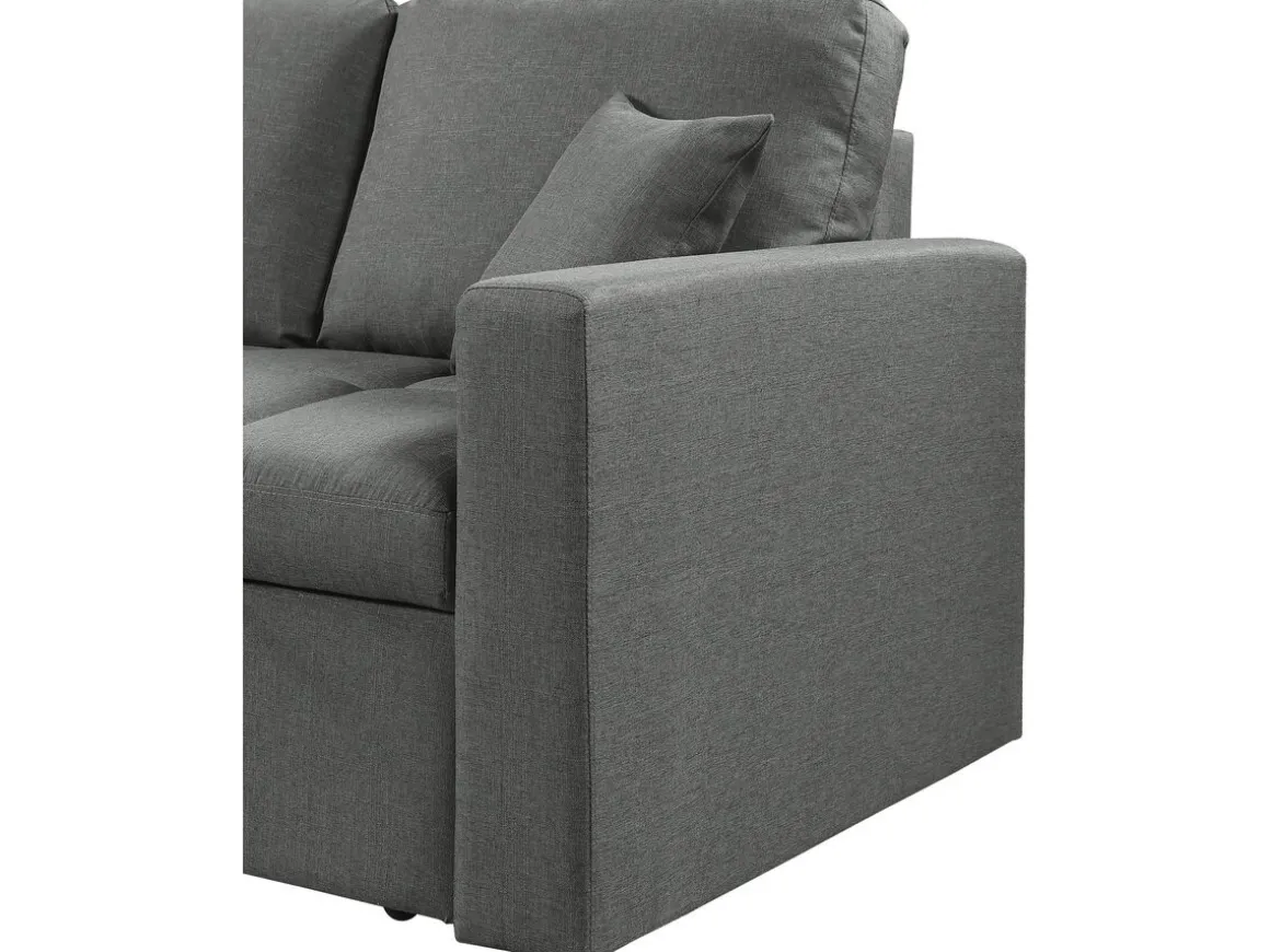 Canapé d'angle convertible/réversible style bubble "Alain" - 3 places - Gris