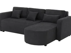 Canapé d'angle convertible/réversible en tissu "Charles" - 3 places - Noir