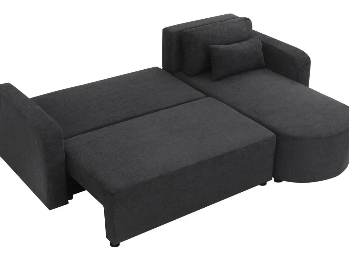Canapé d'angle convertible/réversible en tissu "Charles" - 3 places - Noir