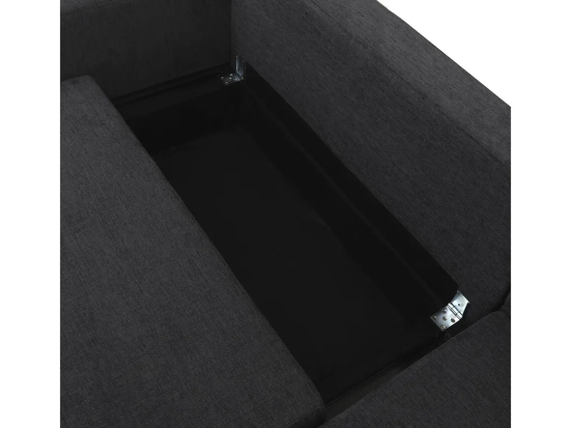 Canapé d'angle convertible/réversible en tissu "Charles" - 3 places - Noir