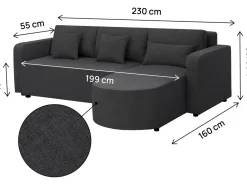 Canapé d'angle convertible/réversible en tissu