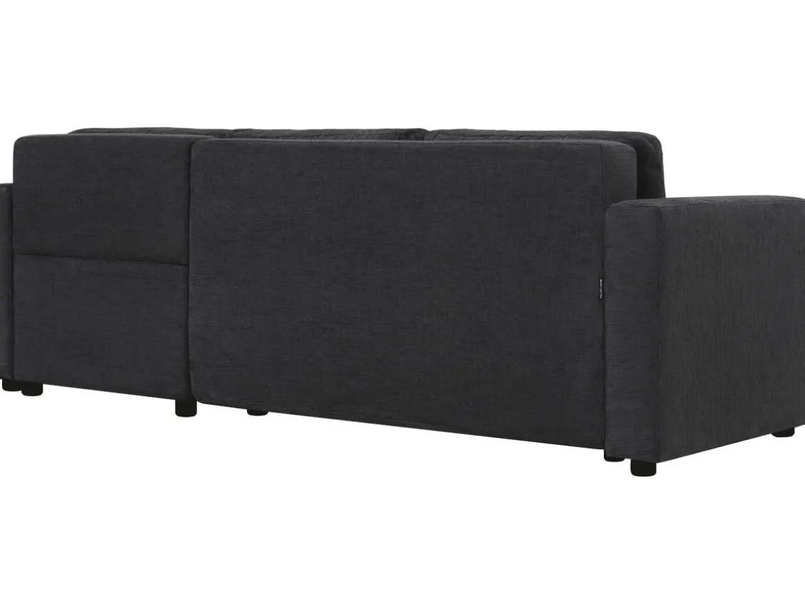 Canapé d'angle convertible/réversible en tissu "Charles" - 3 places - Noir