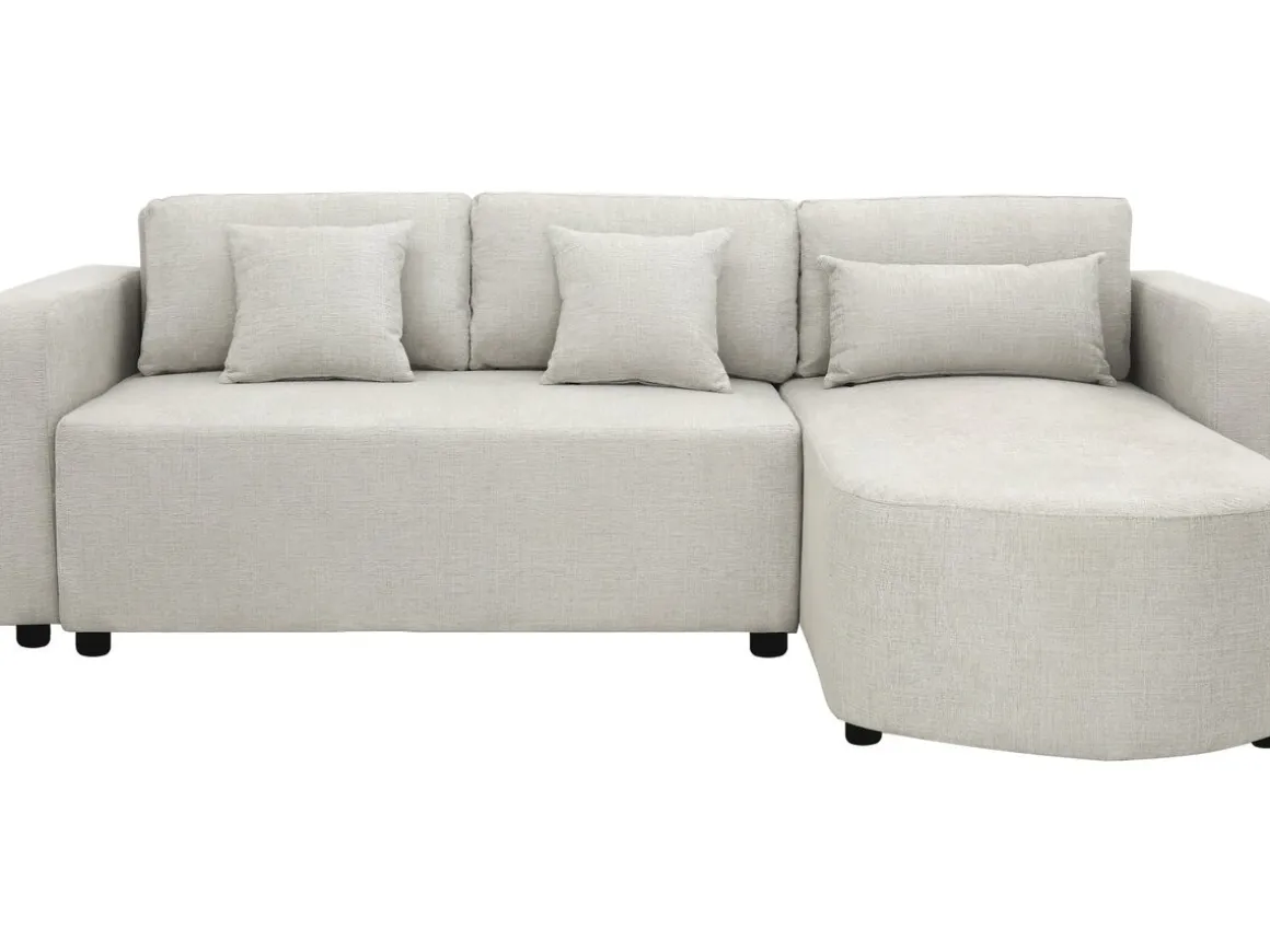 Canapé d'angle convertible/réversible en tissu "Charles" - 3 places - Beige