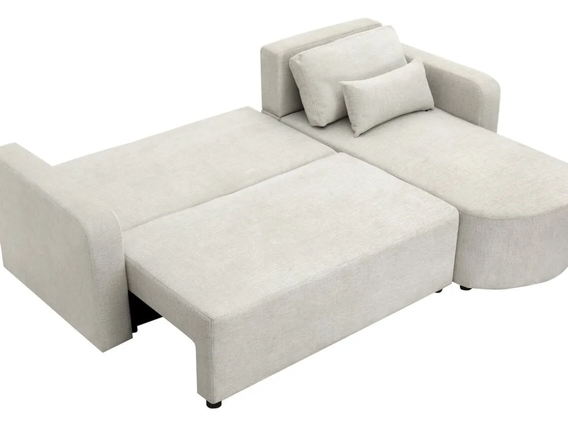 Canapé d'angle convertible/réversible en tissu "Charles" - 3 places - Beige