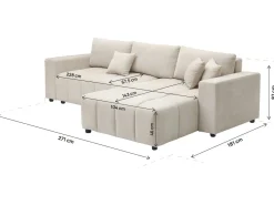 Canapé d'angle convertible style bubble tissu chenille