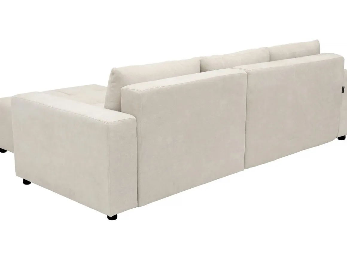 Canapé d'angle convertible style bubble tissu chenille "George" 4 places - Beige