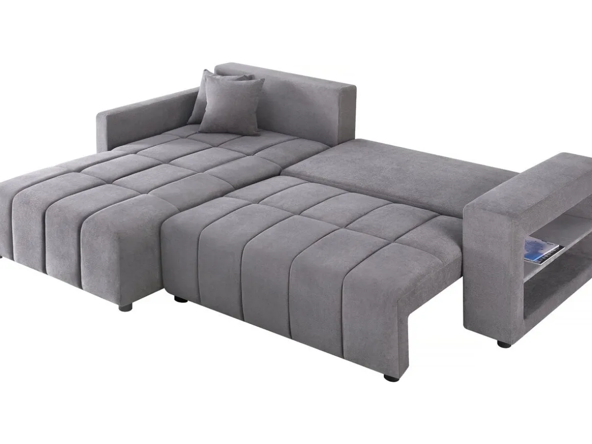 Canapé d'angle convertible tissu chenille 3 places - "Trocadero" - Gris