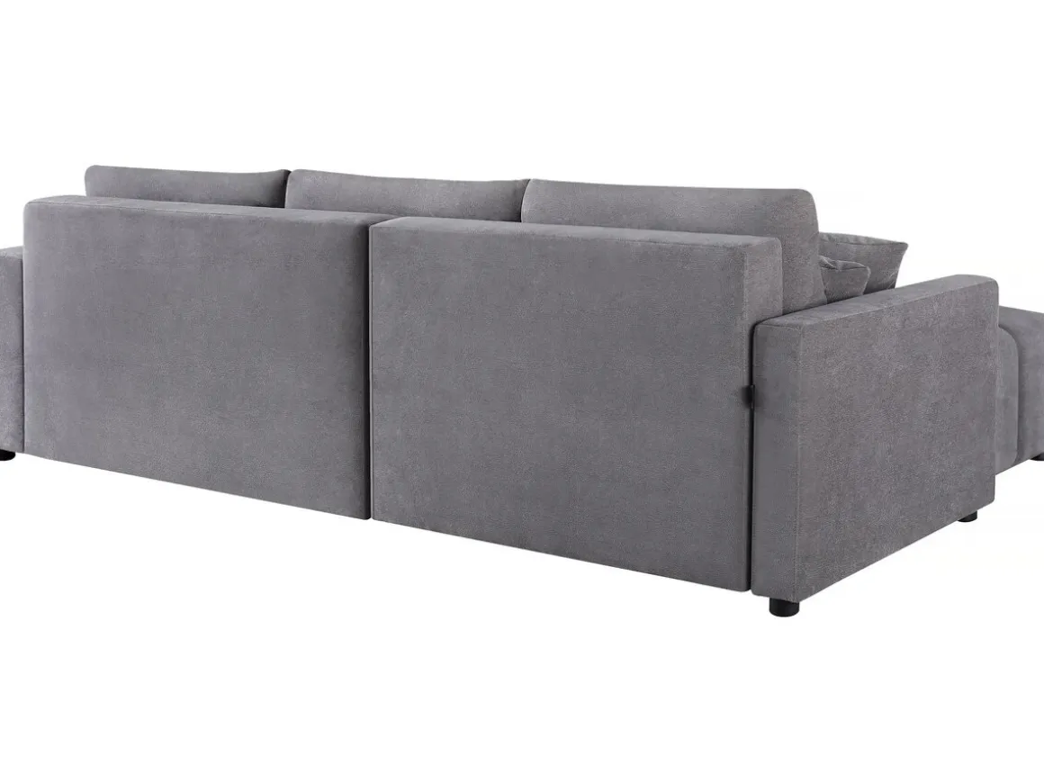 Canapé d'angle convertible tissu chenille 3 places - "Trocadero" - Gris