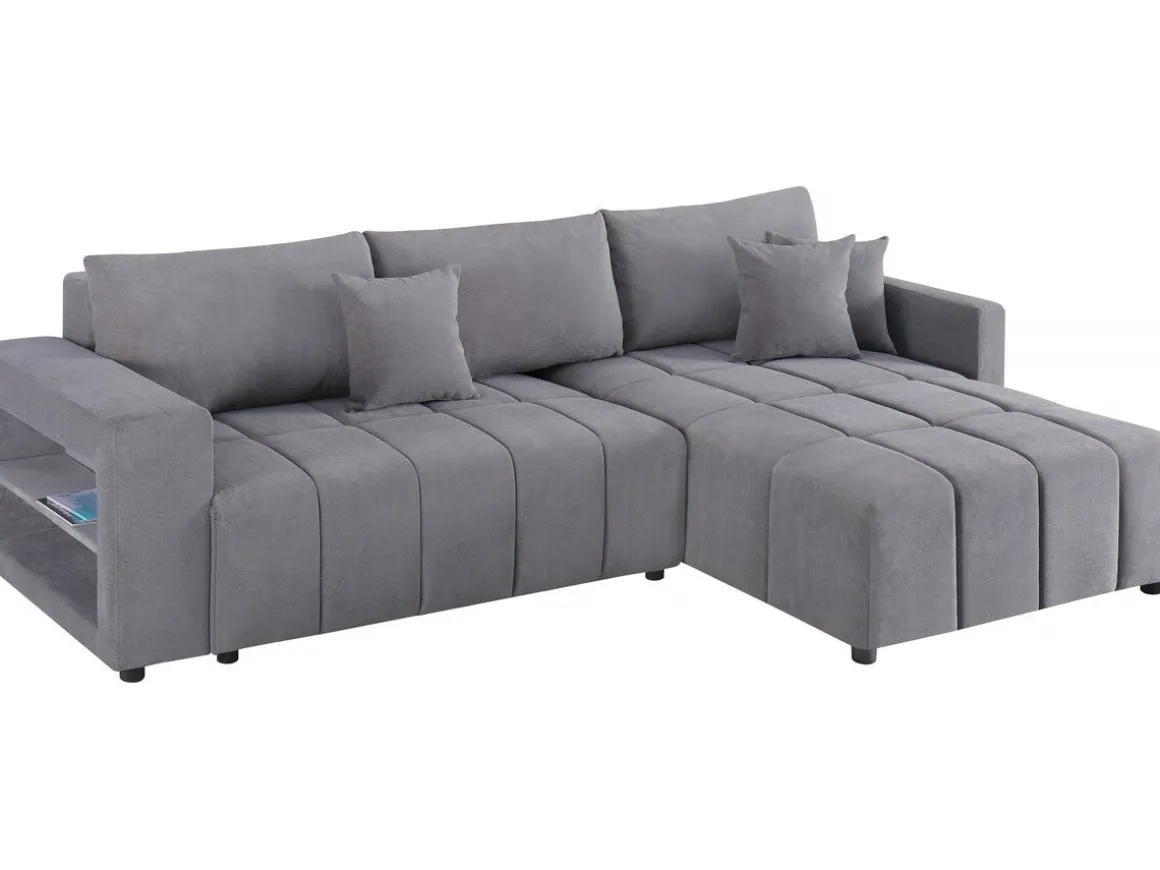 Canapé d'angle convertible tissu chenille 3 places - "Trocadero" - Gris