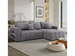 Canapé d'angle convertible tissu chenille 3 places -