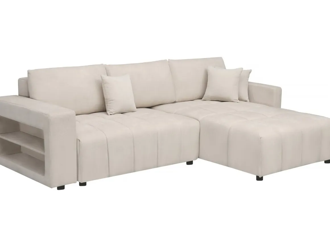 Canapé d'angle convertible tissu chenille 3 places - "Trocadero" - Crème