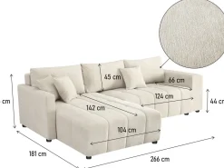 Canapé d'angle convertible tissu chenille 3 places - 