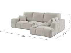 Canapé d'angle droit convertible en tissu chenille "Verneuil" - 3 places - Beige
