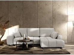 Canapé d'angle droit convertible en tissu chenille