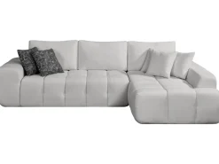 Canapé d'angle droit en tissu style bubble "Sidonie" - 4 places - Gris