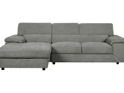 Canapé d'angle en tissu chenille "London" - 4 places - Gris