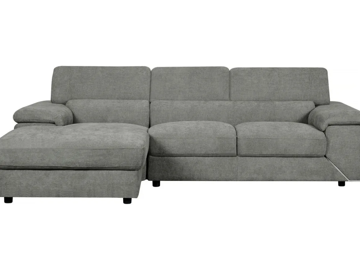 Canapé d'angle en tissu chenille "London" - 4 places - Gris