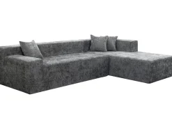 Canapé d'angle en tissu texturé "Tessaro" - 4 places - Gris