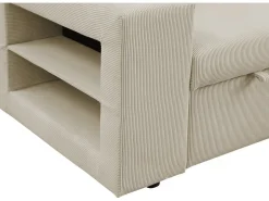 Canapé d'angle en velours côtelé convertible/réversible "Axel" - 3 places - Beige