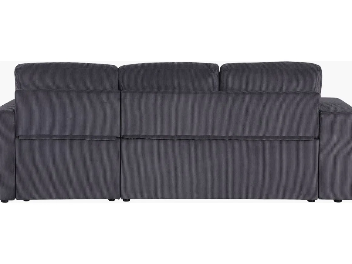 Canapé d'angle en velours côtelé convertible/réversible "Axel" - 3 places - Gris