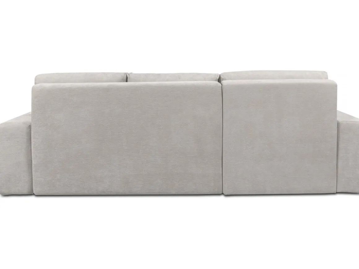 Canapé d'angle gauche convertible en tissu chenille "Verneuil" - 3 places - Beige