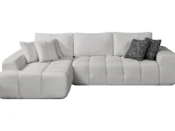 Canapé d'angle gauche en tissu style bubble "Sidonie" - 4 places - Gris