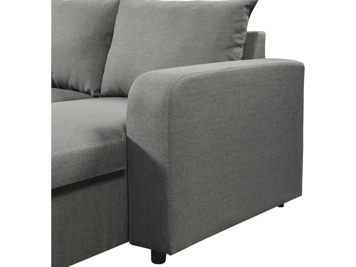 Canapé d'angle panoramique convertible en tissu "Victor" - 4 places - Gris