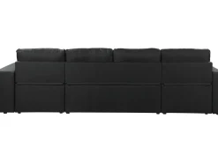 Canapé d'angle panoramique convertible en tissu "Axel" - 4 places - Noir