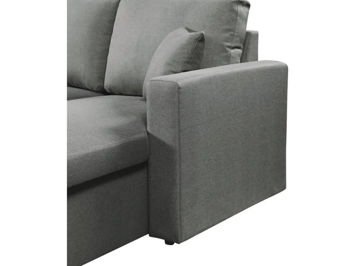 Canapé d'angle panoramique convertible en tissu "Alain" - 4 places - Gris