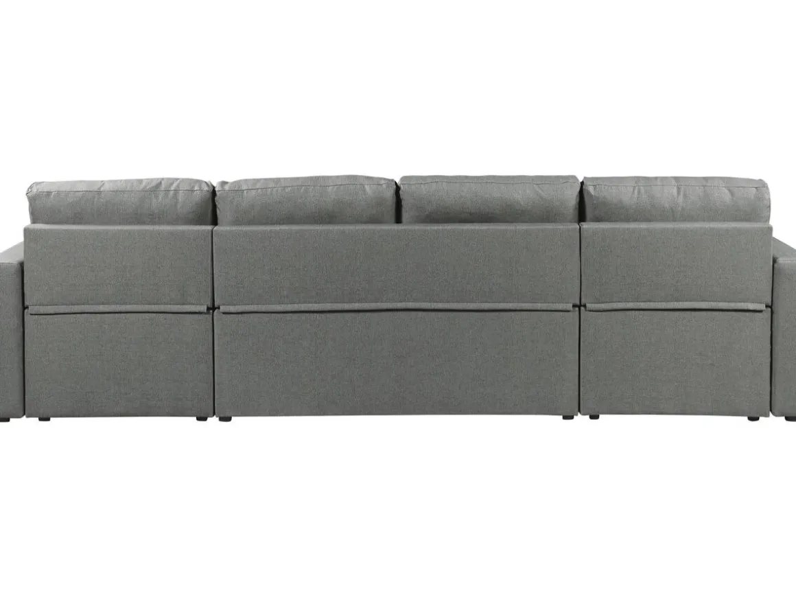 Canapé d'angle panoramique convertible en tissu "Alain" - 4 places - Gris