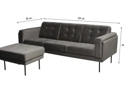 Canapé d'angle reversible en velours "Noé" - 3 places - Gris