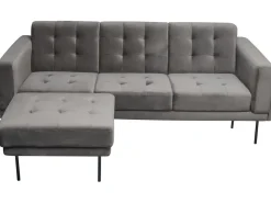 Canapé d'angle reversible en velours "Noé" - 3 places - Gris