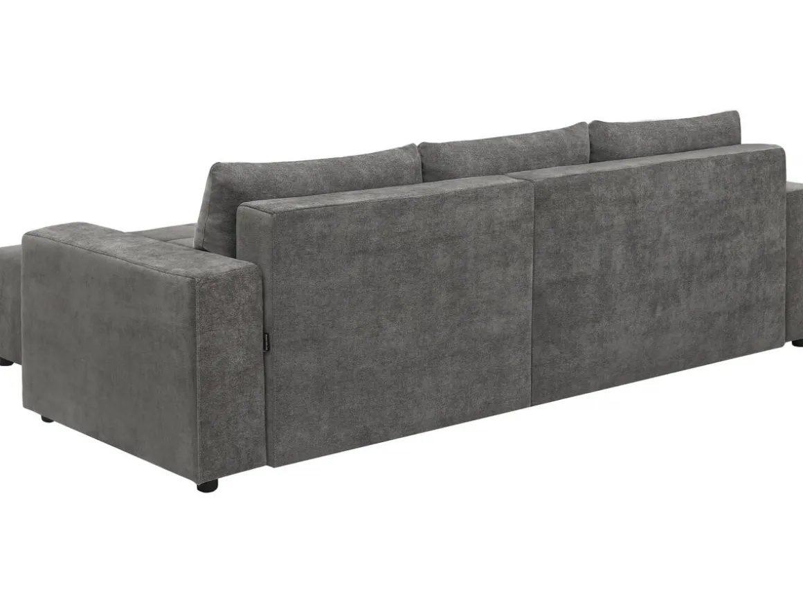 Canapé d'angle réversible/convertible en tissu - "George" - 4 places - Gris