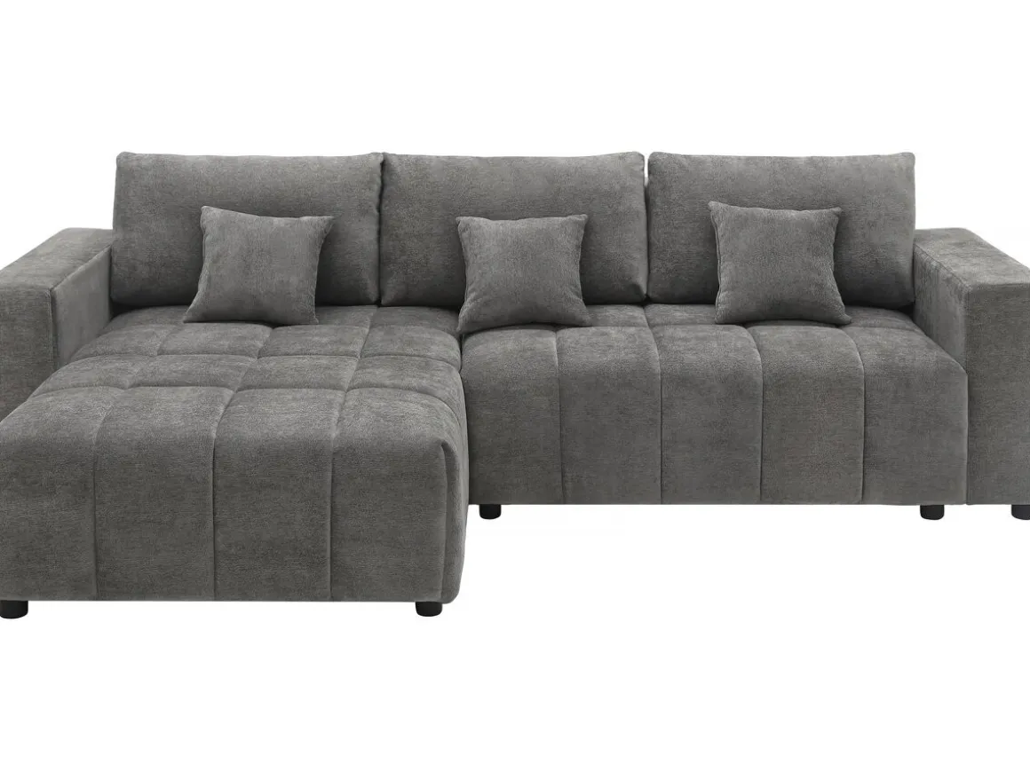 Canapé d'angle réversible/convertible en tissu - "George" - 4 places - Gris