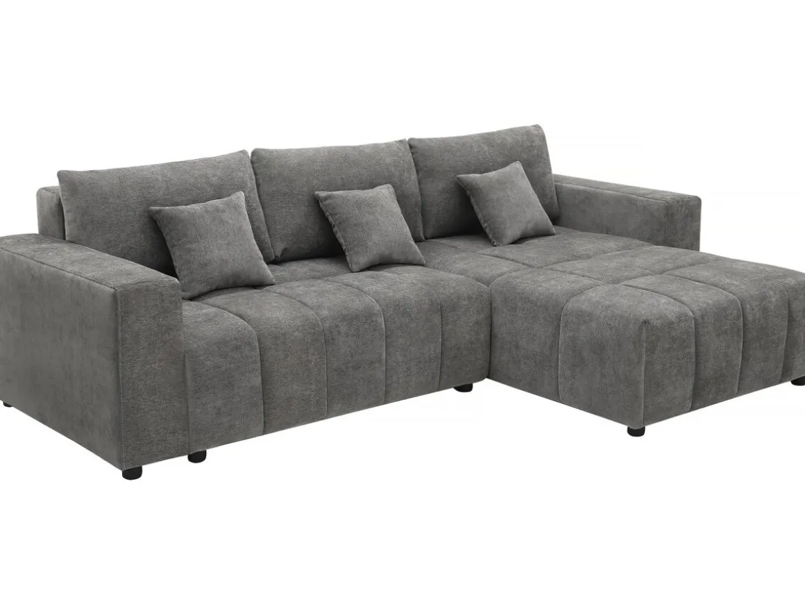 Canapé d'angle réversible/convertible en tissu - "George" - 4 places - Gris