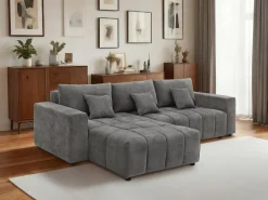 Canapé d'angle réversible/convertible en tissu -