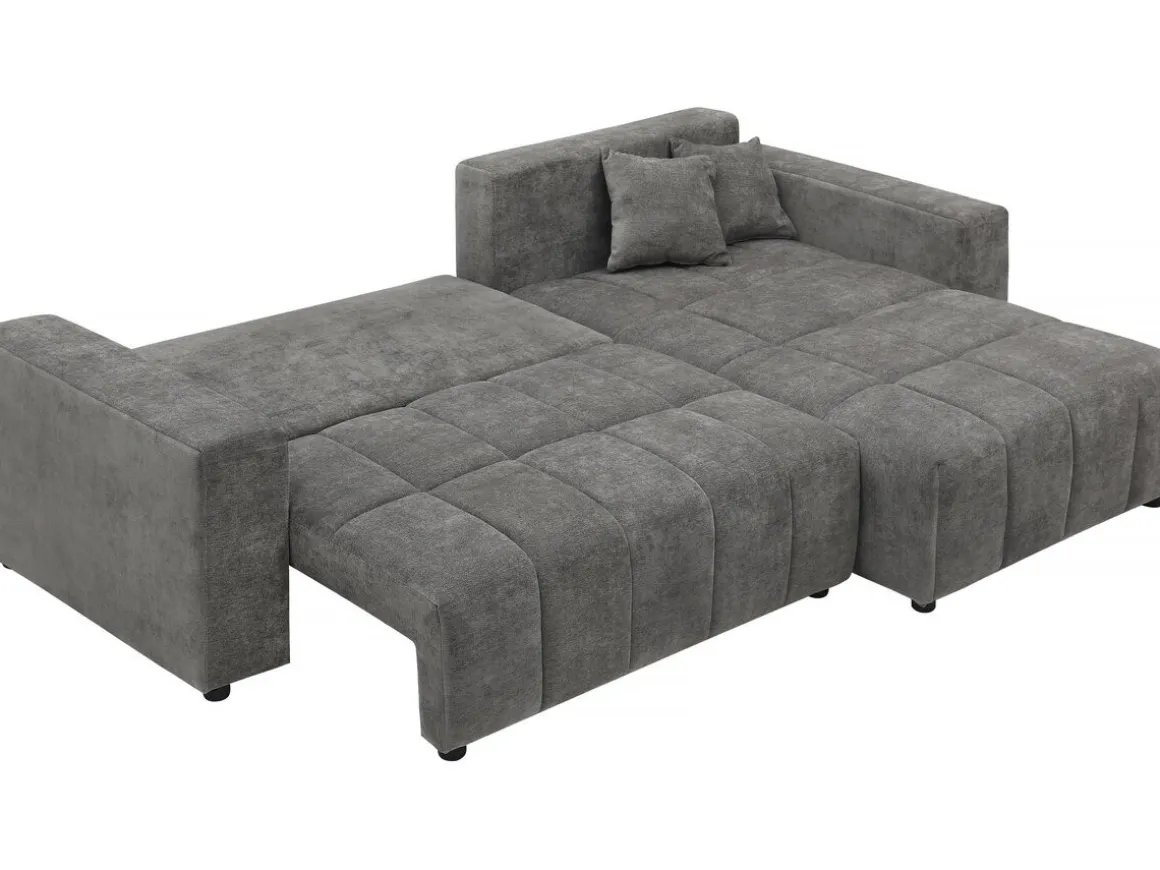 Canapé d'angle réversible/convertible en tissu - "George" - 4 places - Gris