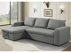 Canapé d'angle réversible/convertible en tissu "Victor" - 3 places - Gris