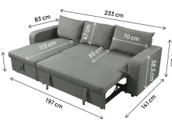 Canapé d'angle réversible/convertible en tissu