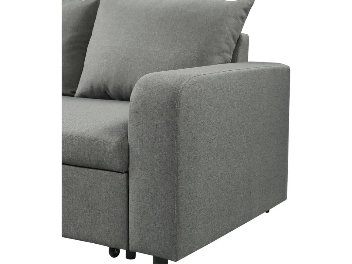 Canapé d'angle réversible/convertible en tissu "Victor" - 3 places - Gris