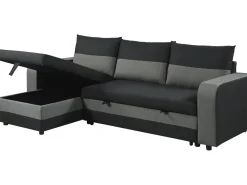 Canapé d'angle réversible/convertible en tissu "Victor" - 3 places - Noir